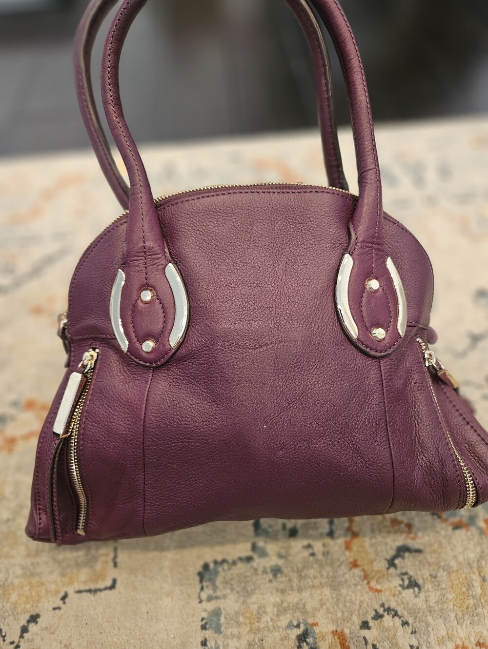 B. Makowsky Hayworth Satchel Mulberry Genuine Leather Purse BM32960 Like New